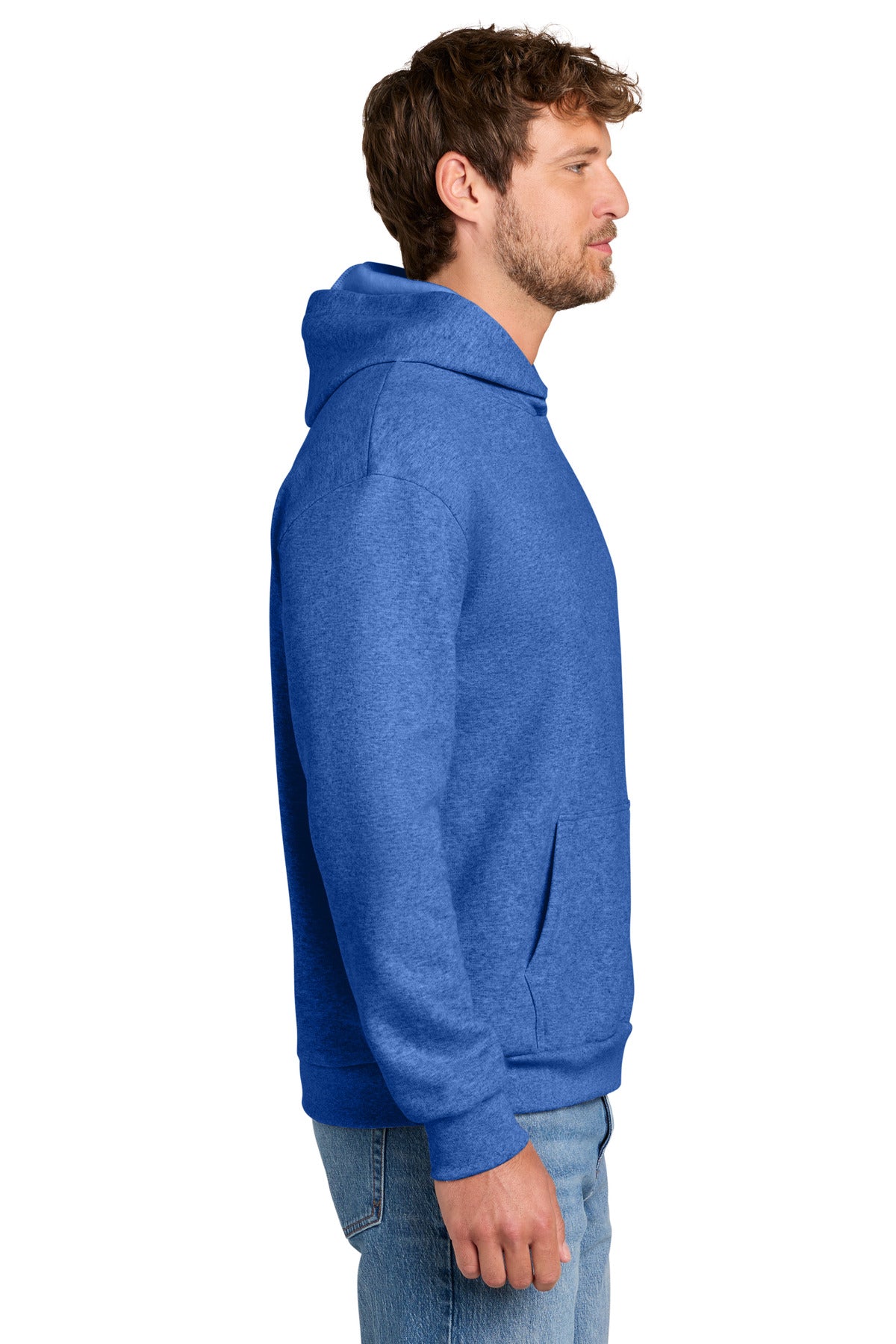 HthrRoyal Port & Co Easy Fleece Pullover Hooded Sweatshirt PC68H