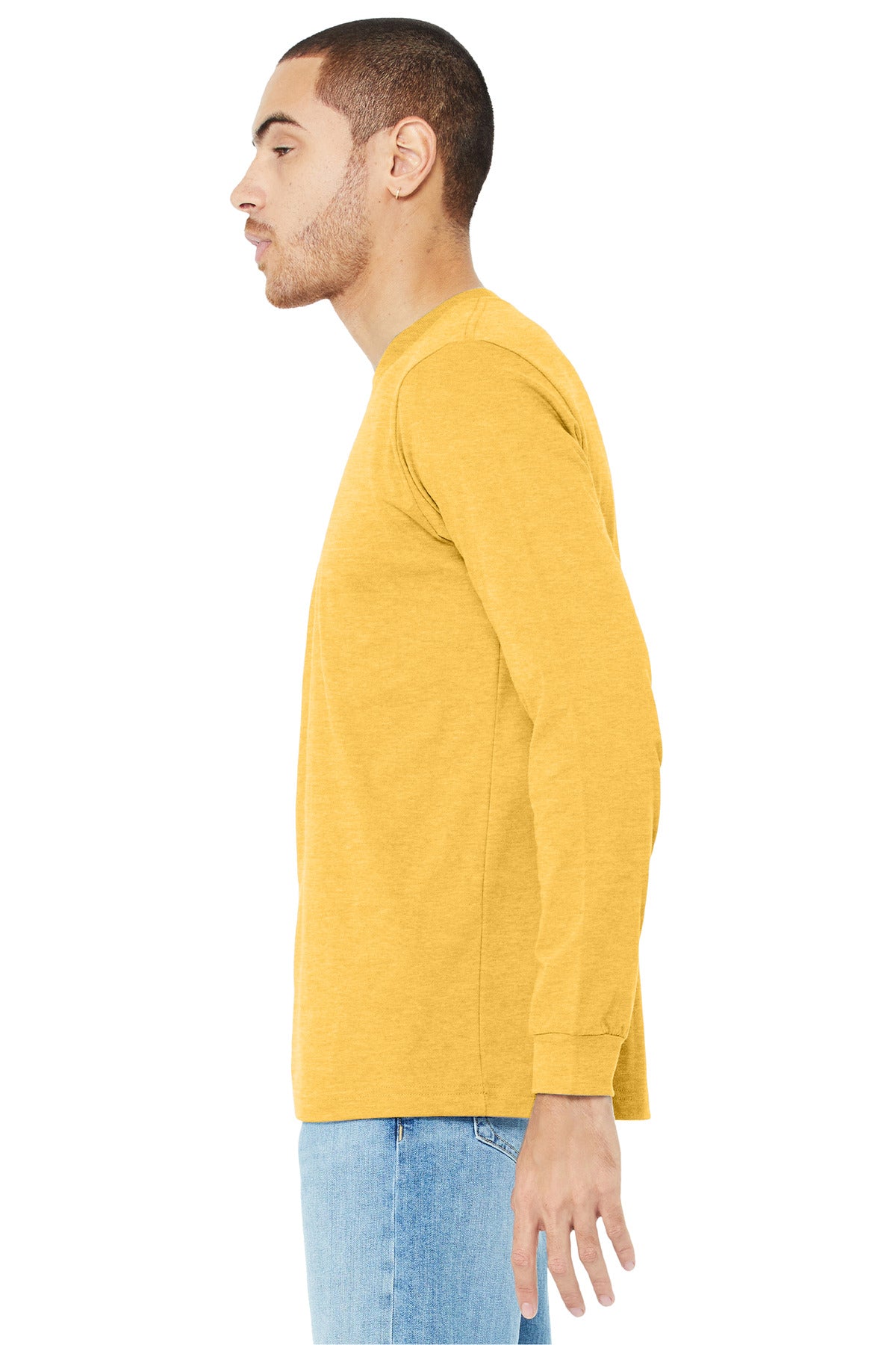HthYlwGold BELLA+CANVAS Unisex Heather CVC Long Sleeve Tee BC3501CVC plain