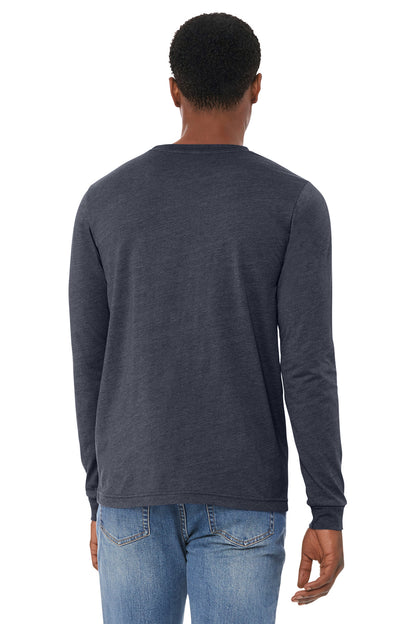 HtMdntNavy BELLA+CANVAS Unisex Heather CVC Long Sleeve Tee BC3501CVC plain