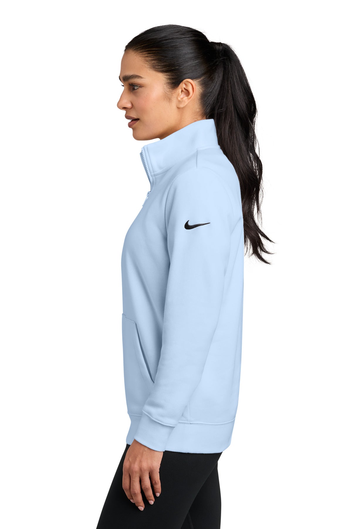 HydrogenBl Nike Women's Club Fleece Sleeve Swoosh 1/2-Zip NKDX6720