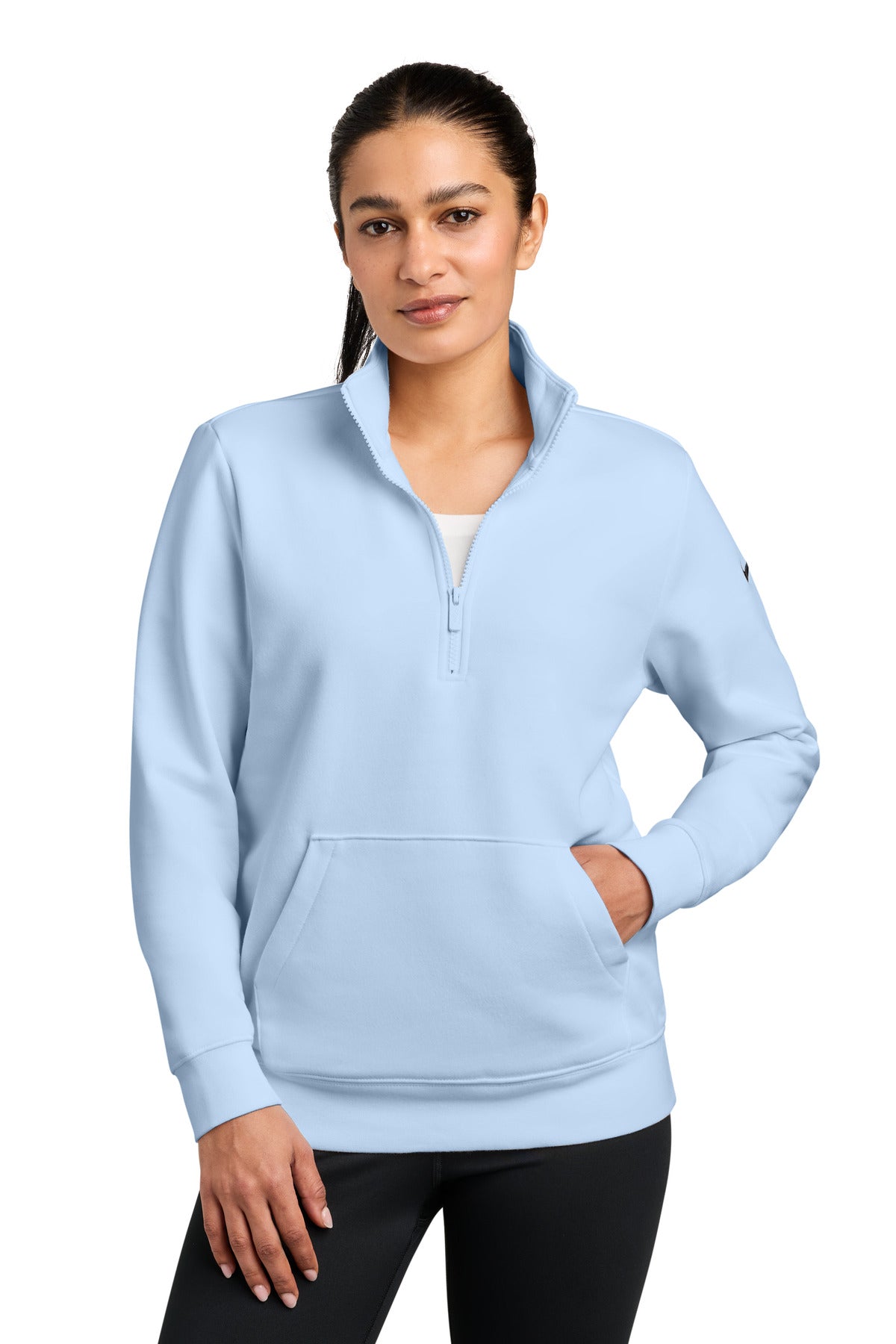 HydrogenBl Nike Women's Club Fleece Sleeve Swoosh 1/2-Zip NKDX6720