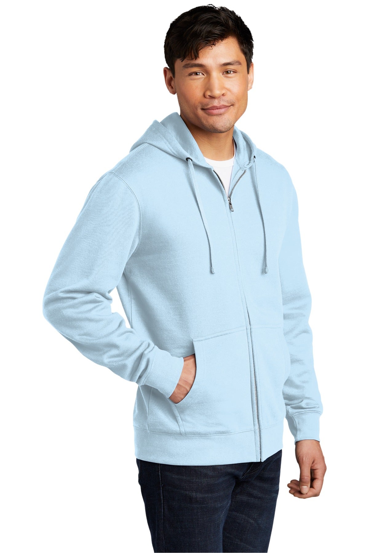 Ice Blue District V.I.T. Fleece Full-Zip Hoodie DT6102 plain