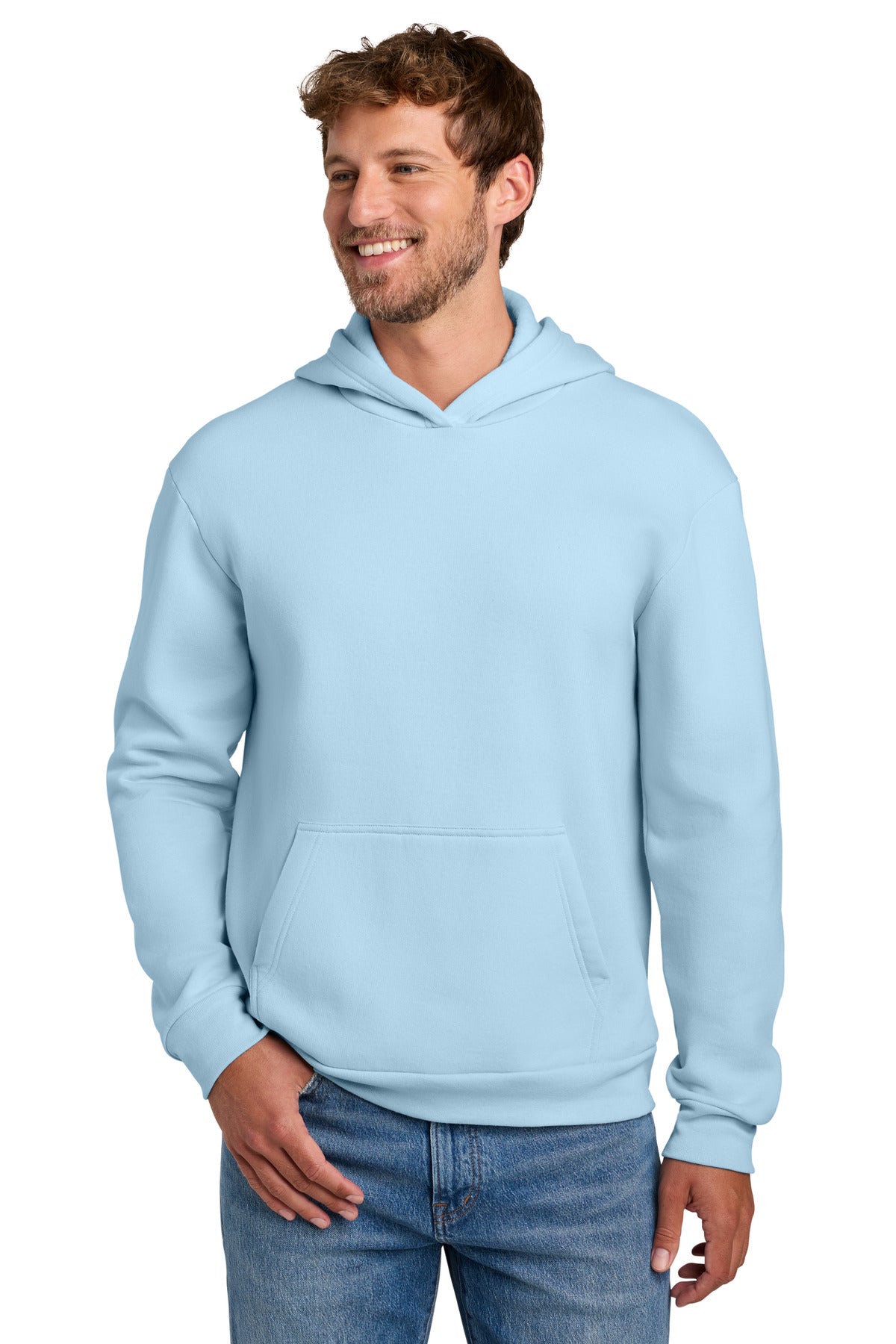 IceBlue Port & Co Easy Fleece Pullover Hooded Sweatshirt PC68H