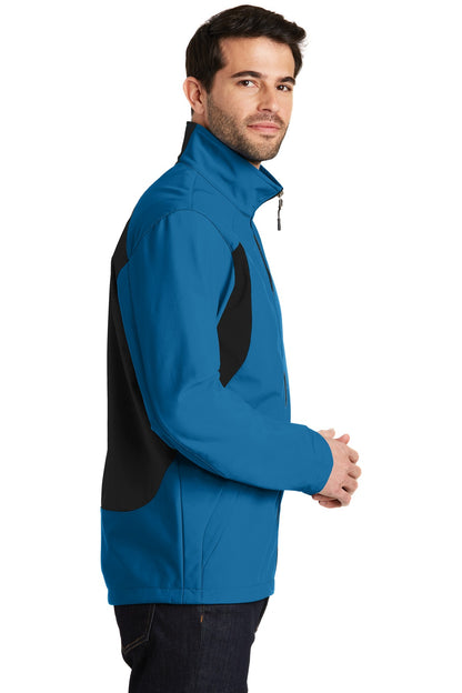 Imperial Bl/Bk Port Authority Back-Block Soft Shell Jacket. J336 plain