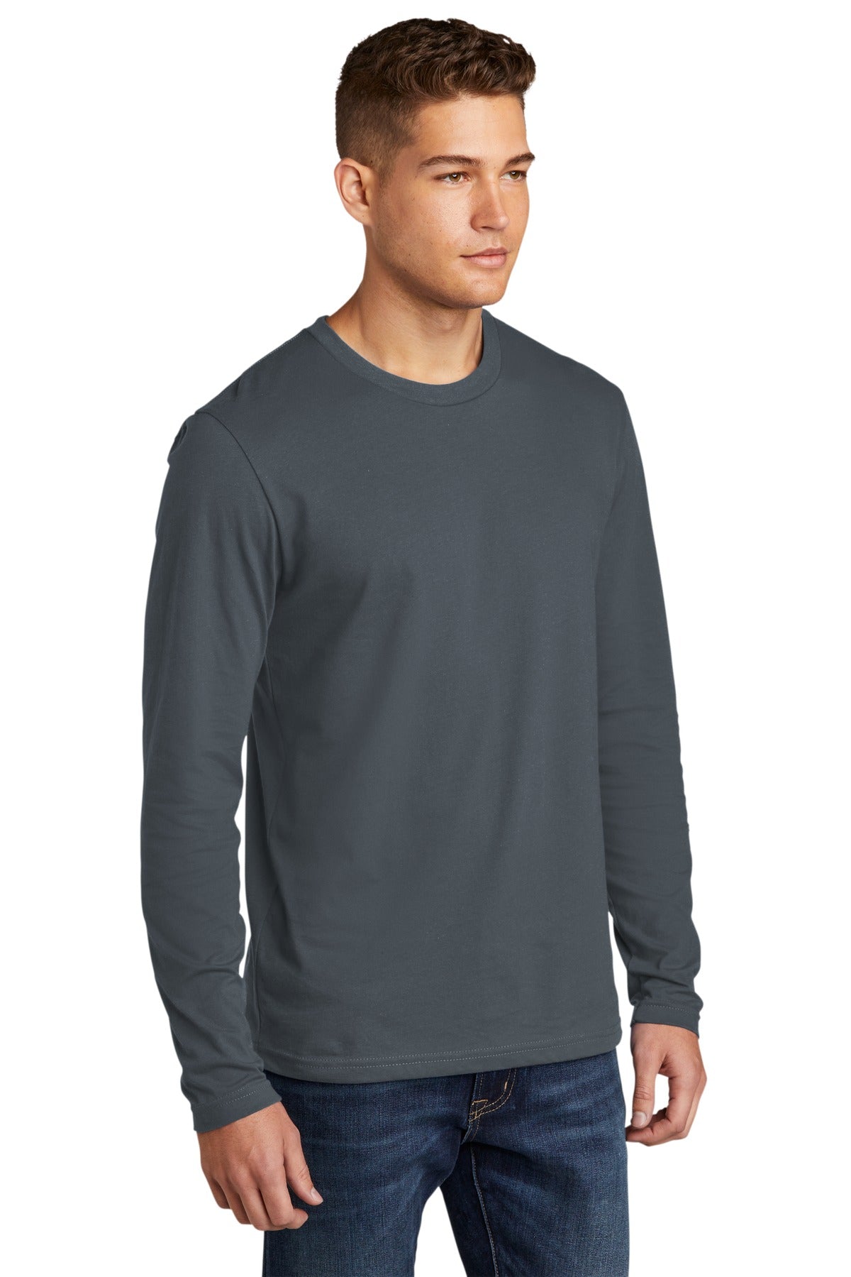 Indigo Next Level Apparel Cotton Long Sleeve Tee. NL3601 plain