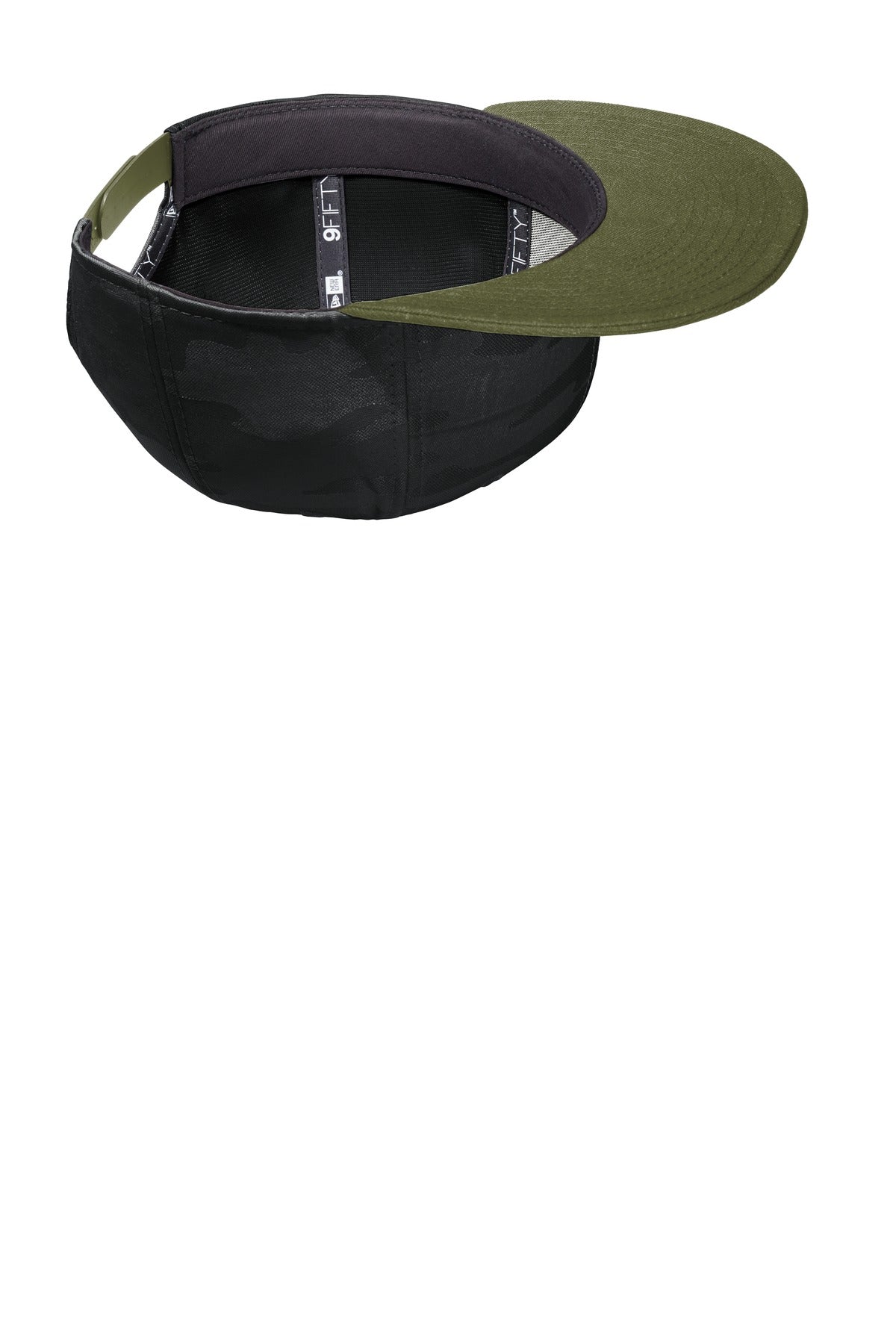 Inside View of Army/Black Cam New Era Camo Flat Bill Snapback Cap NE407 plain