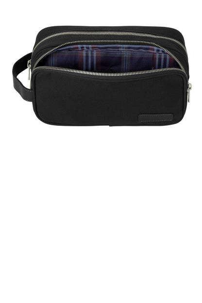 Inside View of Black Brooks Brothers Wells Dopp Kit BB18870 plain
