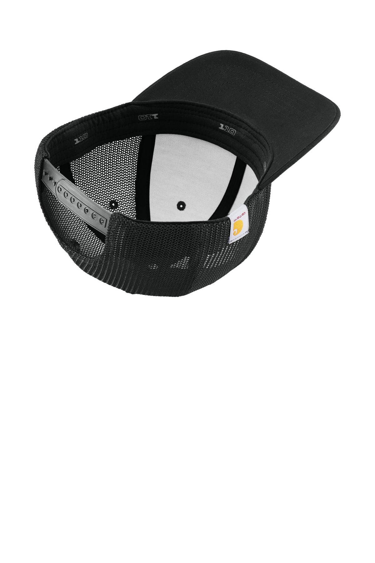 Inside View of Black Carhartt Flexfit 110 Mesh Back Cap CT106577 plain