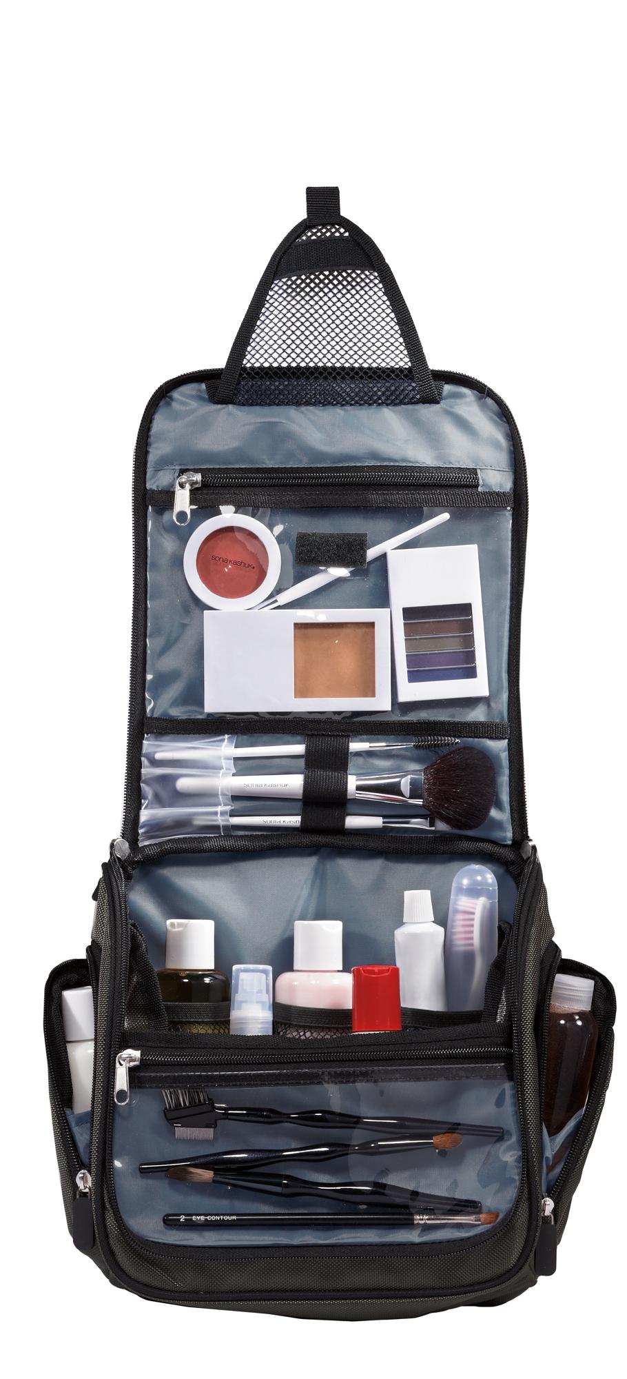 Inside View of Black Port Authority Hanging Toiletry Kit. BG700 plain