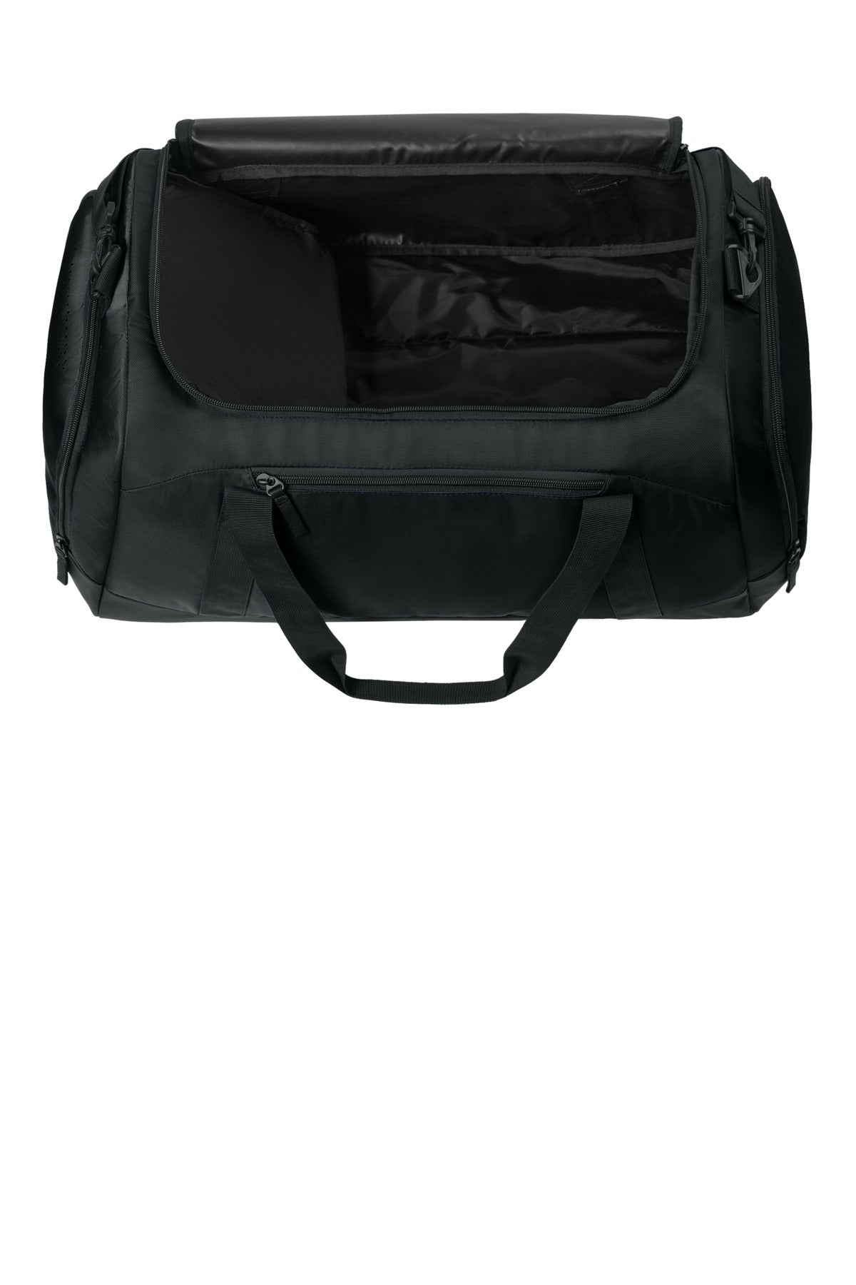 Inside View of Black Sport-Tek Large Rec Duffel BST505 plain