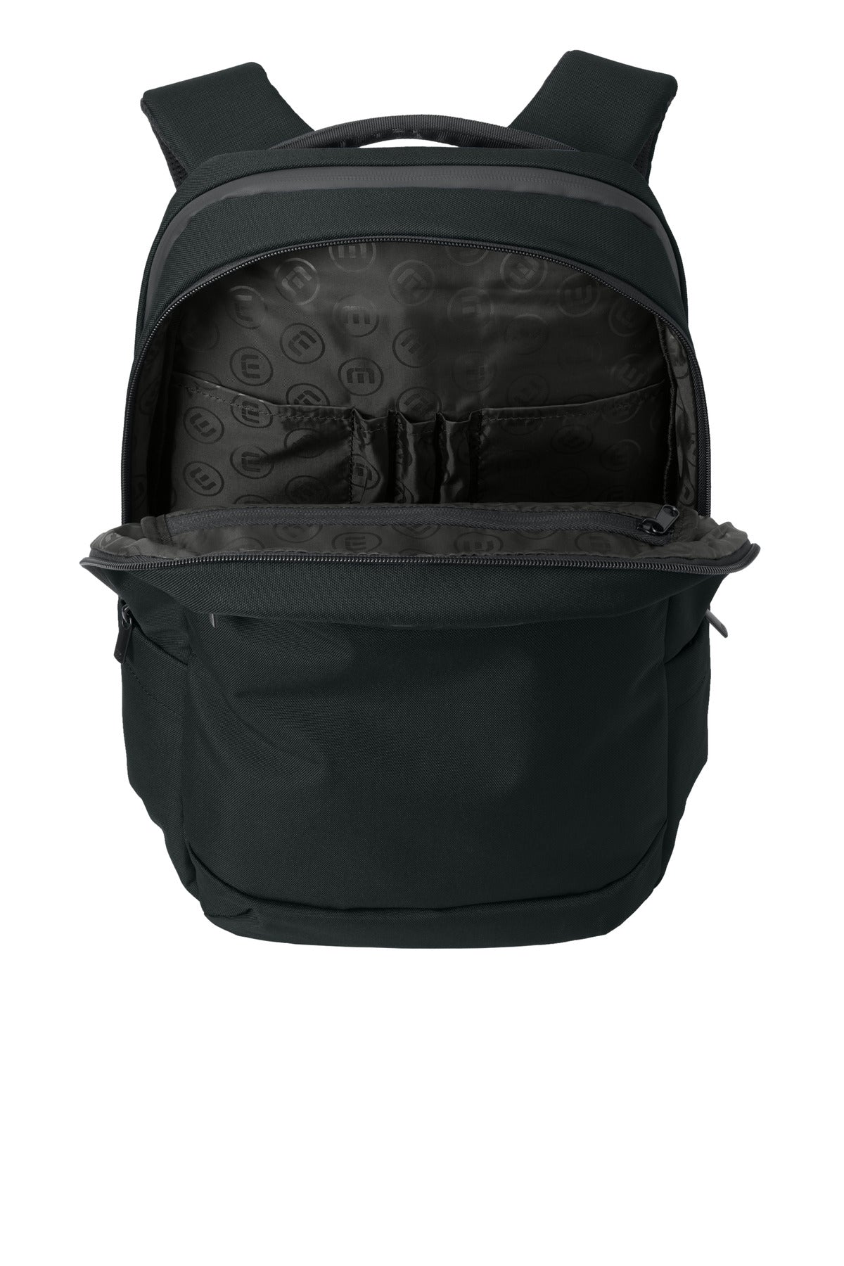 Inside View of Black TravisMathew Approach Backpack TMB100 plain