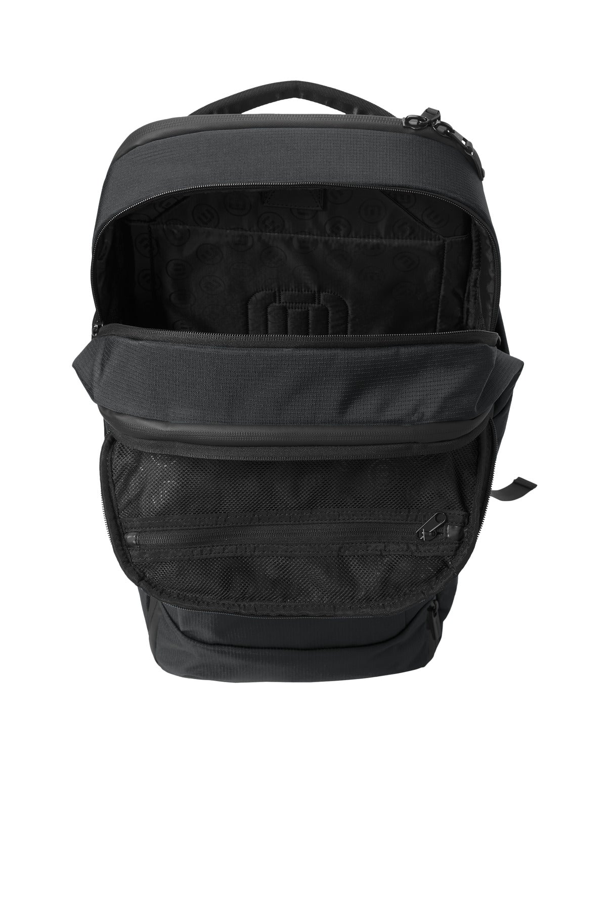 Inside View of Black TravisMathew Lateral Backpack TMB107 plain