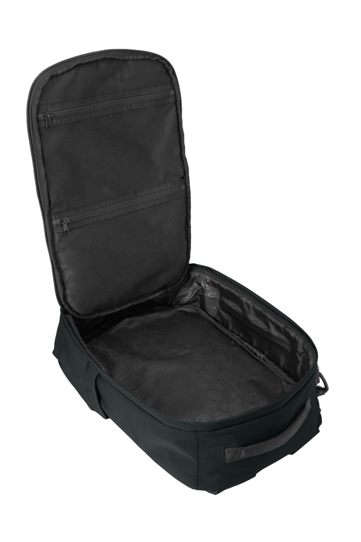 Inside View of Black TravisMathew Lateral Convertible Backpack TMB106 plain