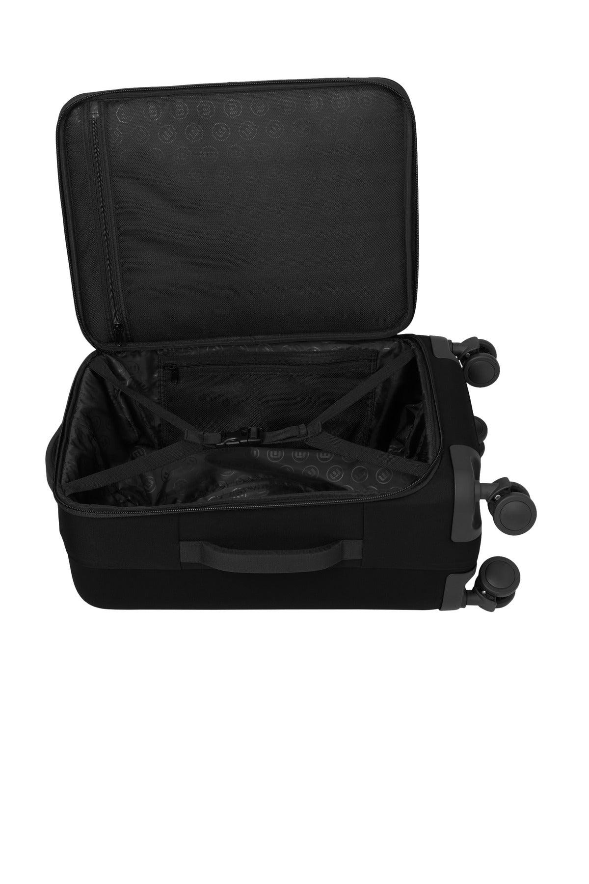 Inside View of Black TravisMathew Quad Carry-On Spinner TMB400 plain
