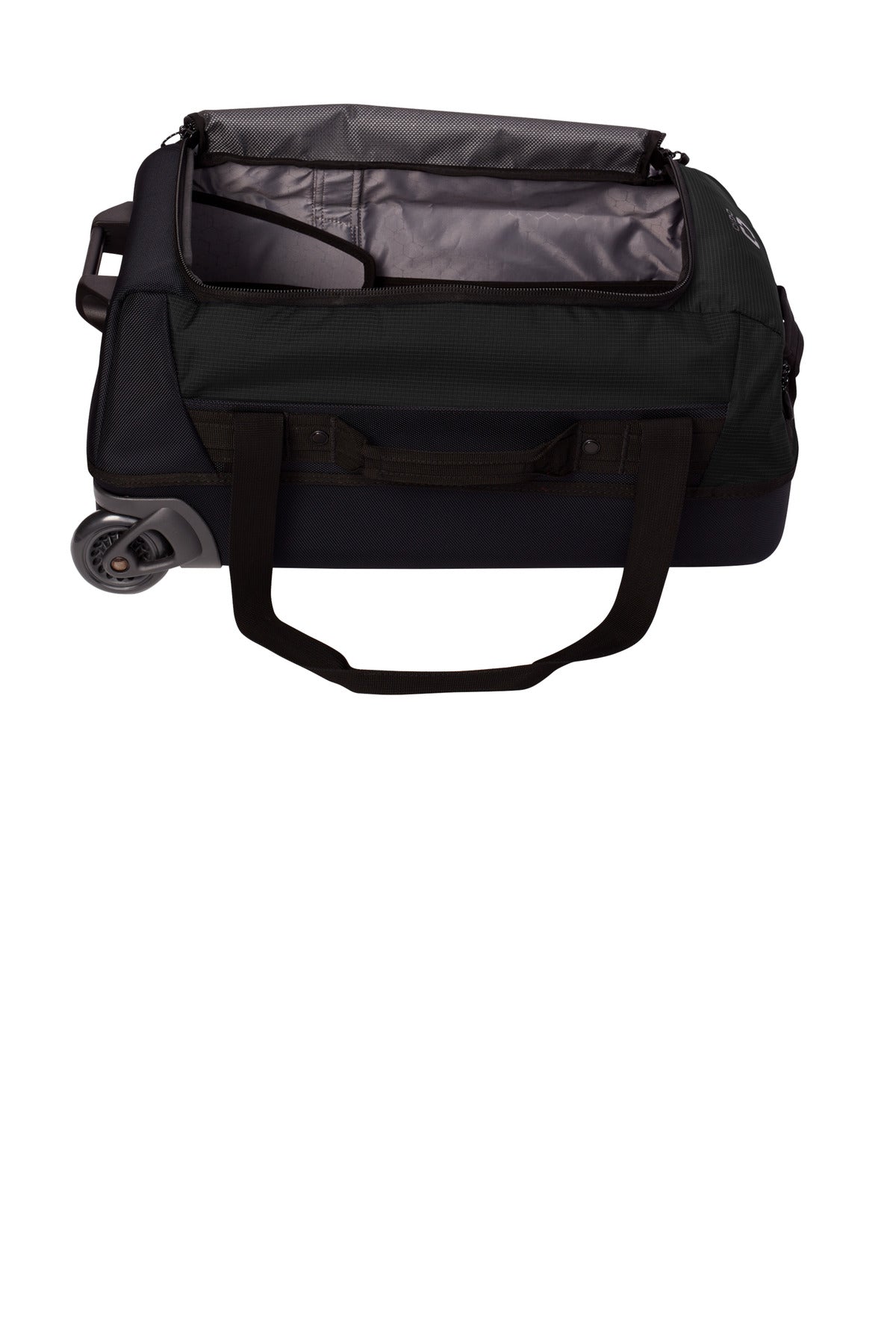 Inside View of Blacktop OGIO Passage Wheeled Carry-On Duffel 98002 plain