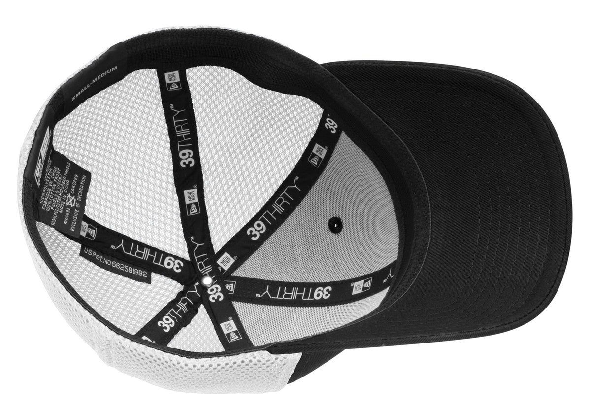 Inside View of Black/White New Era - Stretch Mesh Cap. NE1020 plain