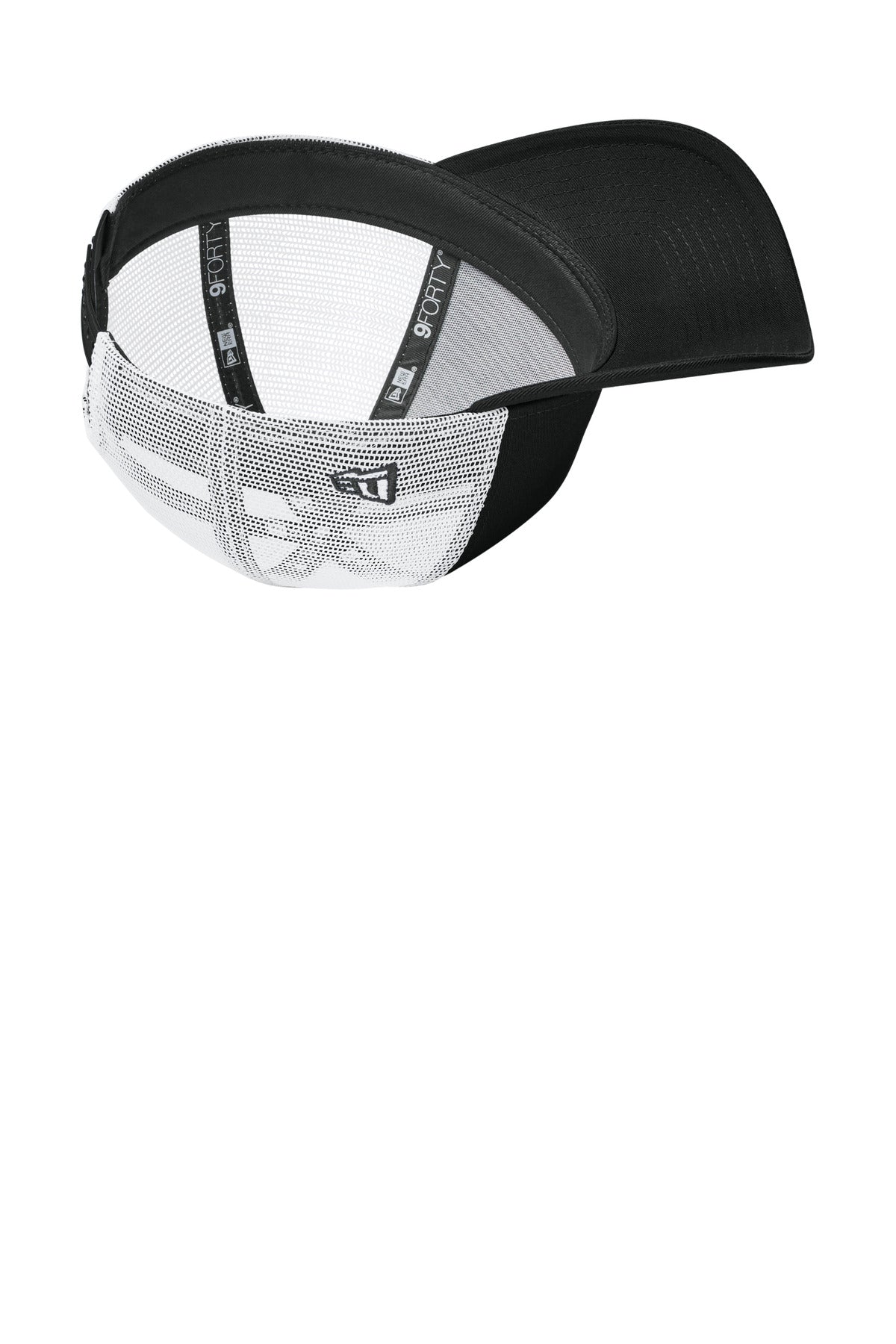 Inside View of FlagBk/Wht New Era Snapback Trucker Cap. NE205 plain