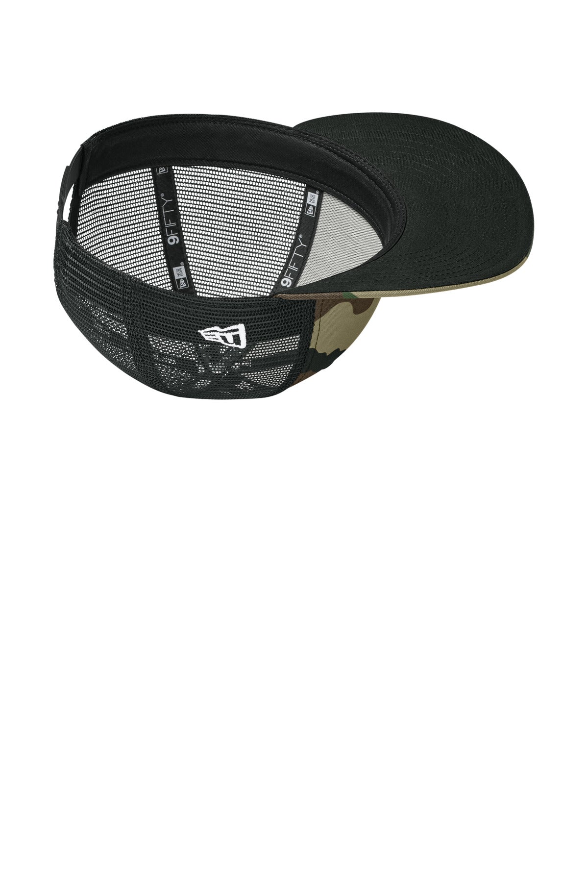 Inside View of FlagCm/Blk New Era Snapback Low Profile Trucker Cap NE207 plain