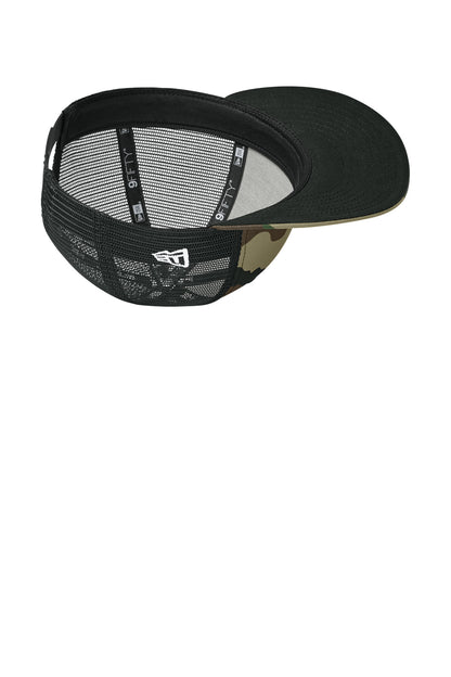Inside View of FlagCm/Blk New Era Snapback Low Profile Trucker Cap NE207 plain