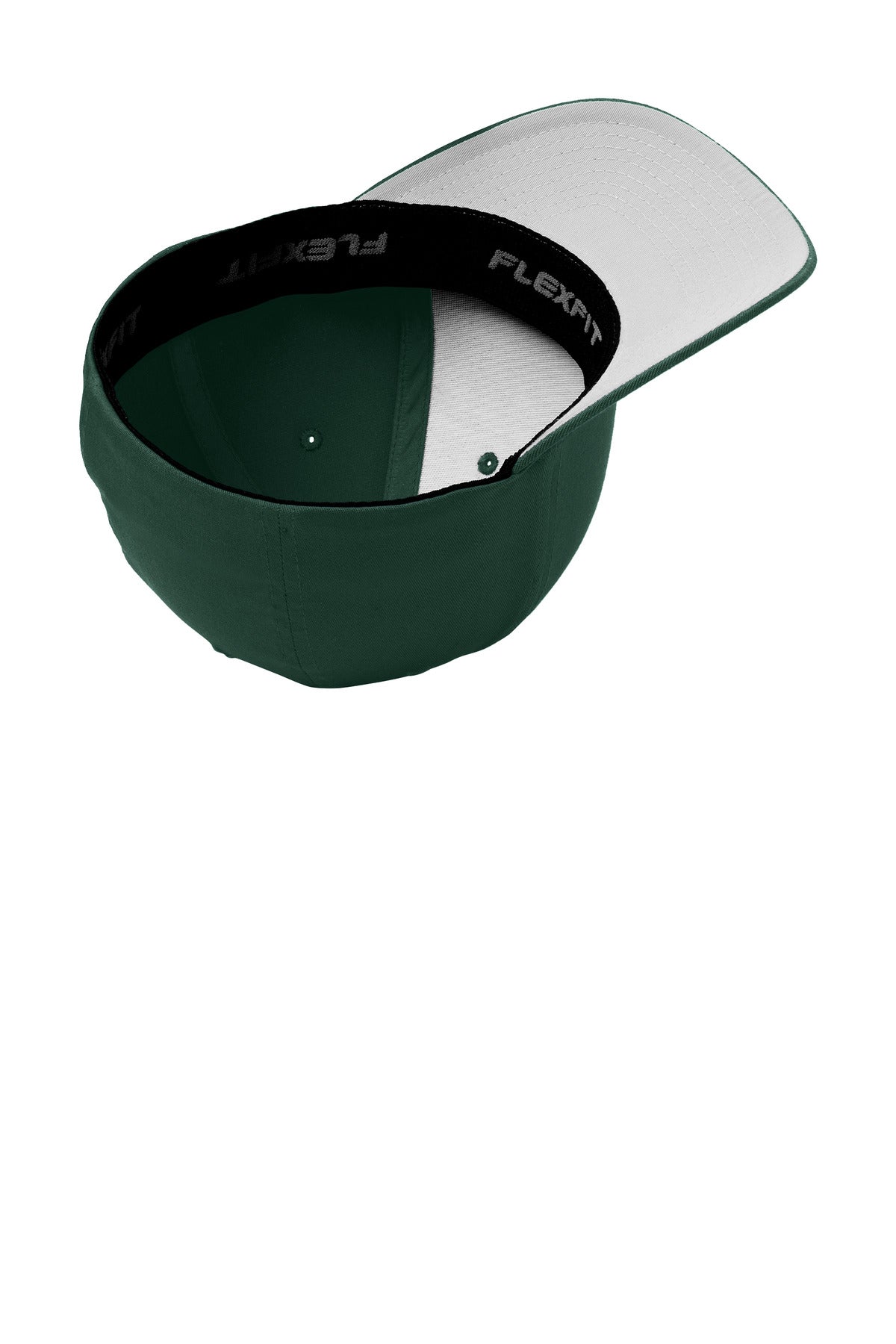 Inside View of Forest Green Port Authority Flexfit Cotton Twill Cap. C813 plain
