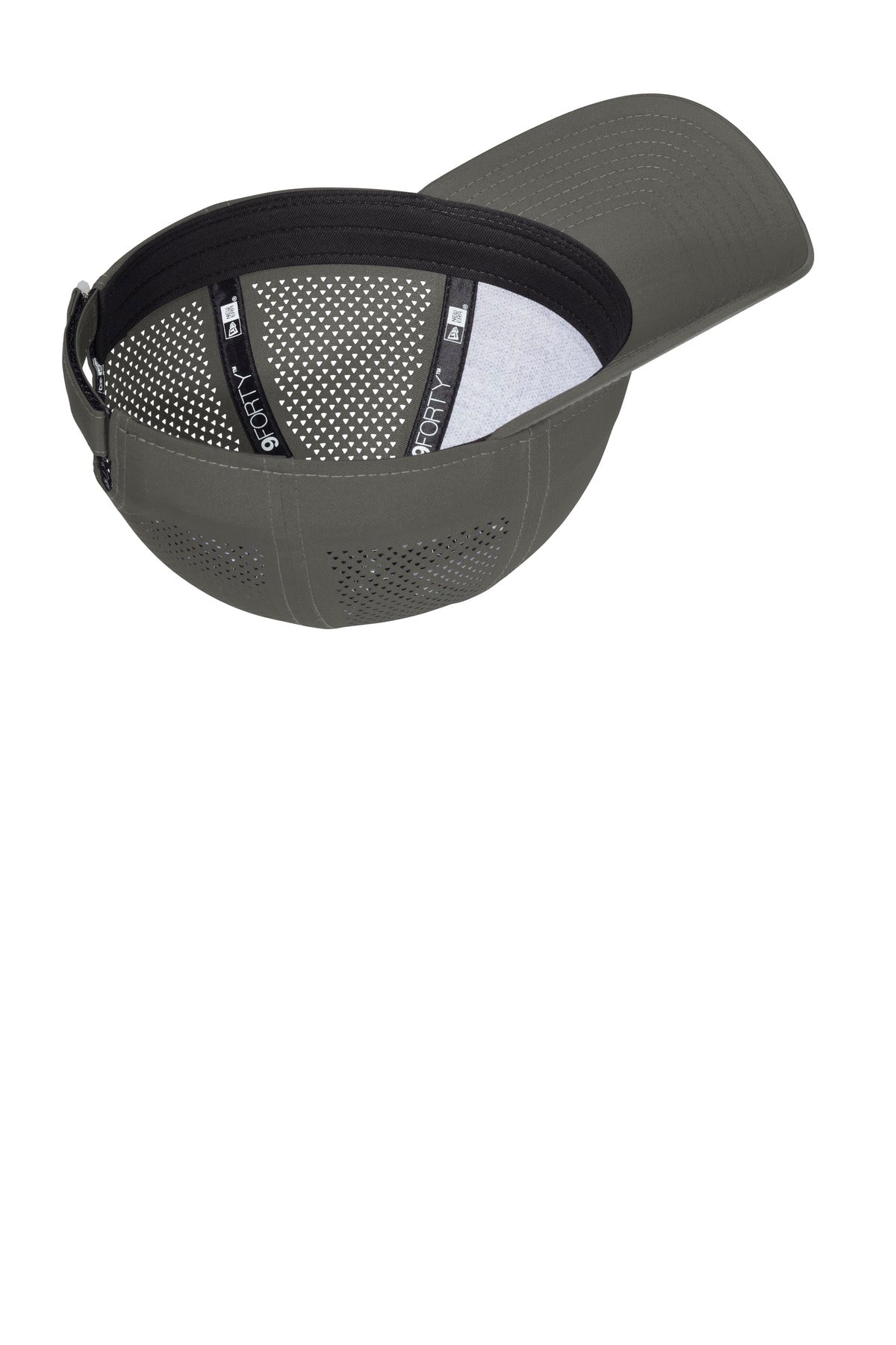 Inside View of Graphite New Era Perforated Performance Cap. NE406 plain