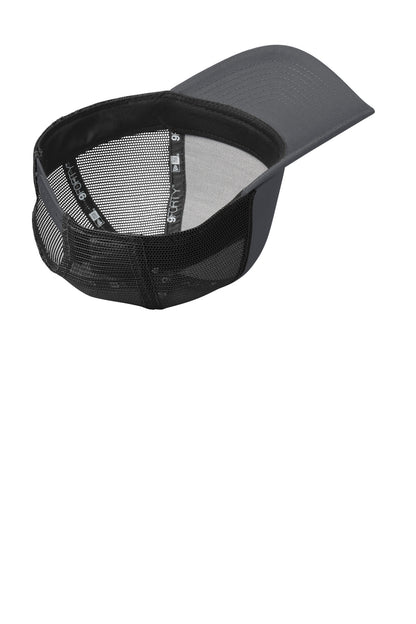 Inside View of Graphite/Black New Era Snapback Trucker Cap. NE205 plain