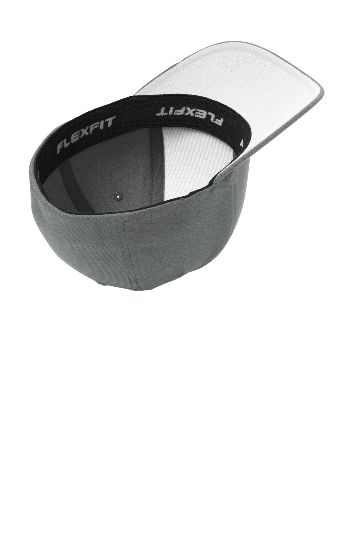 Inside View of Grey Port Authority Flexfit Wool Blend Cap. C928 plain