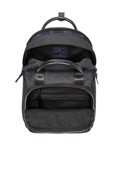 Inside View of HthrGrey Brooks Brothers Grant Dual-Handle Backpack BB18821 plain