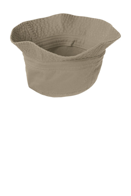 Inside View of Khaki Port Authority Bucket Hat. PWSH2 plain