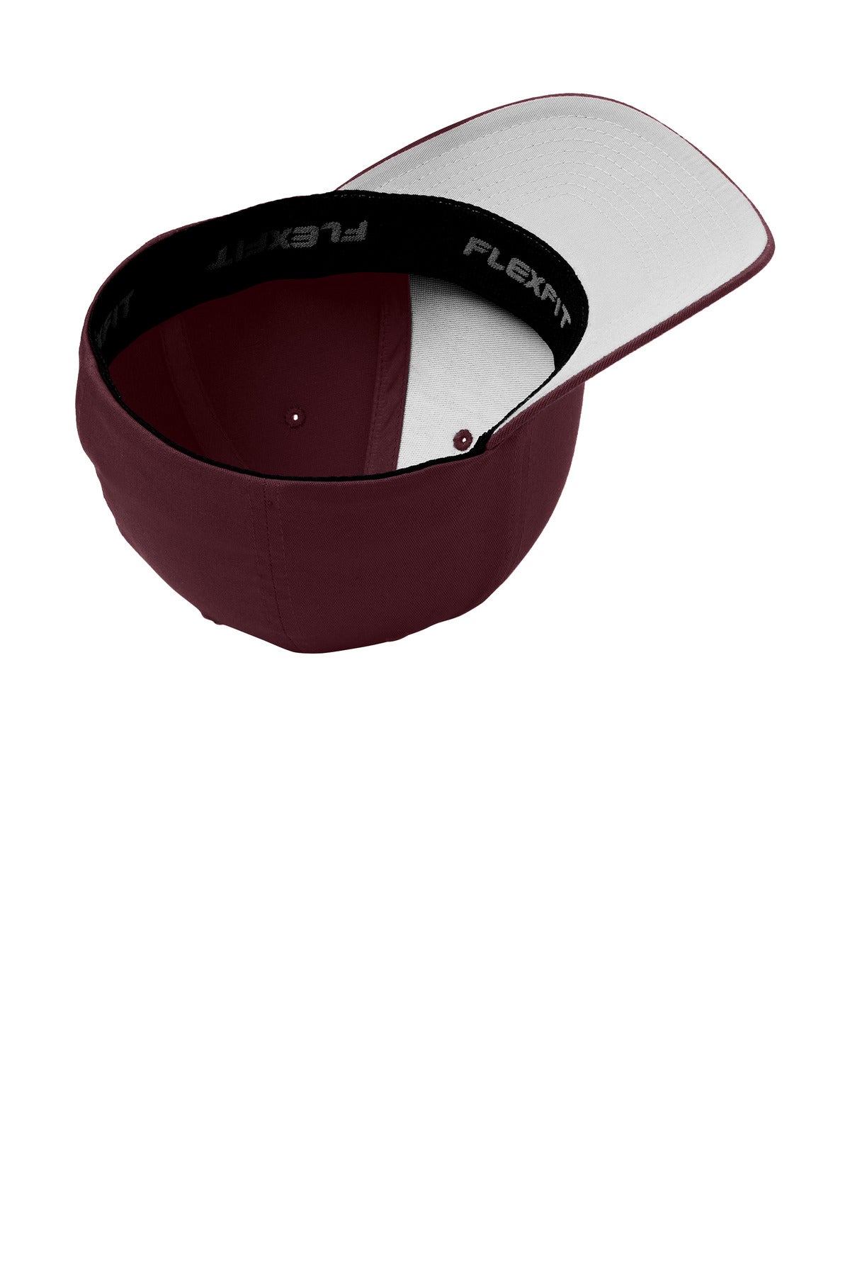 Inside View of Maroon Port Authority Flexfit Cotton Twill Cap. C813 plain
