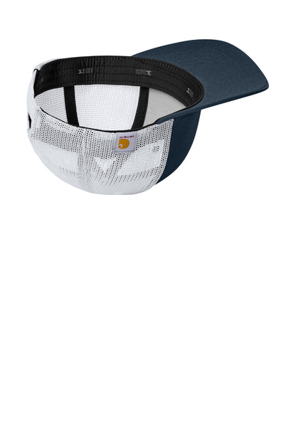 Inside View of Navy/White Carhartt Flexfit 110 Mesh Back Cap CT106577 plain