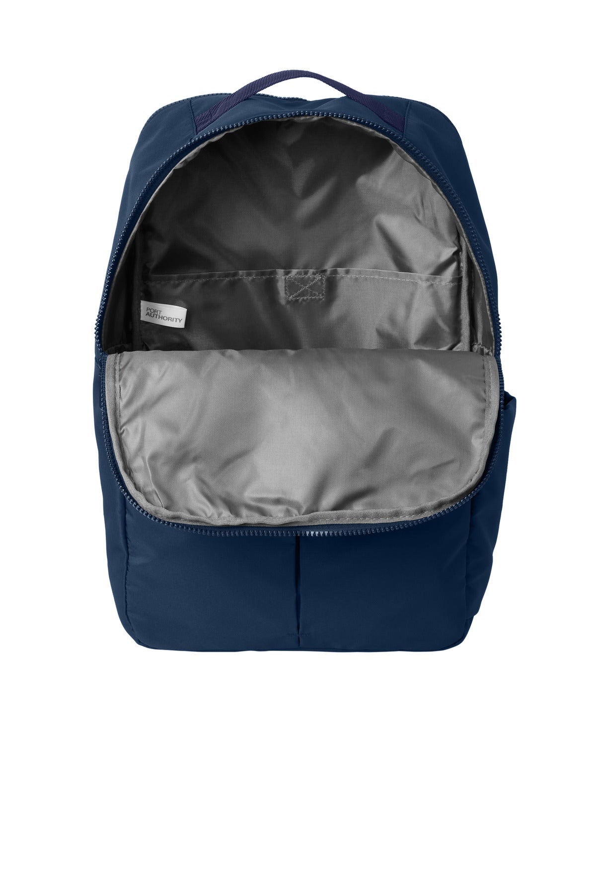 Inside View of RiverBlNv Port Authority Matte Backpack BG235 plain