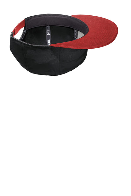 Inside View of Scarlet/Blk Ca New Era Camo Flat Bill Snapback Cap NE407 plain