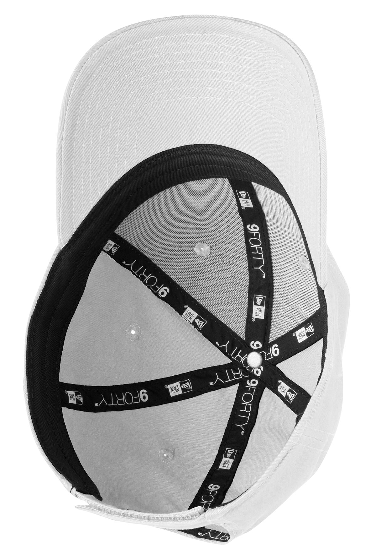 Inside View of White New Era - Adjustable Structured Cap. NE200 plain