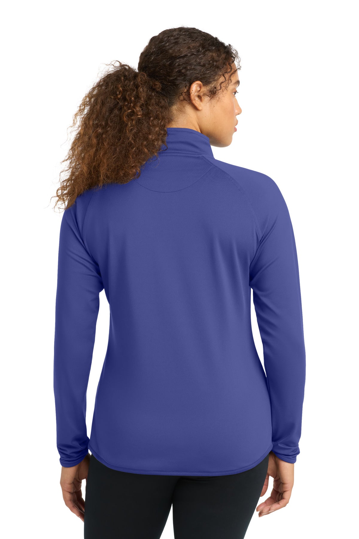 Iris Purple Sport-Tek Women's Sport-Wick Stretch 1/4-Zip Pullover. LST850 plain