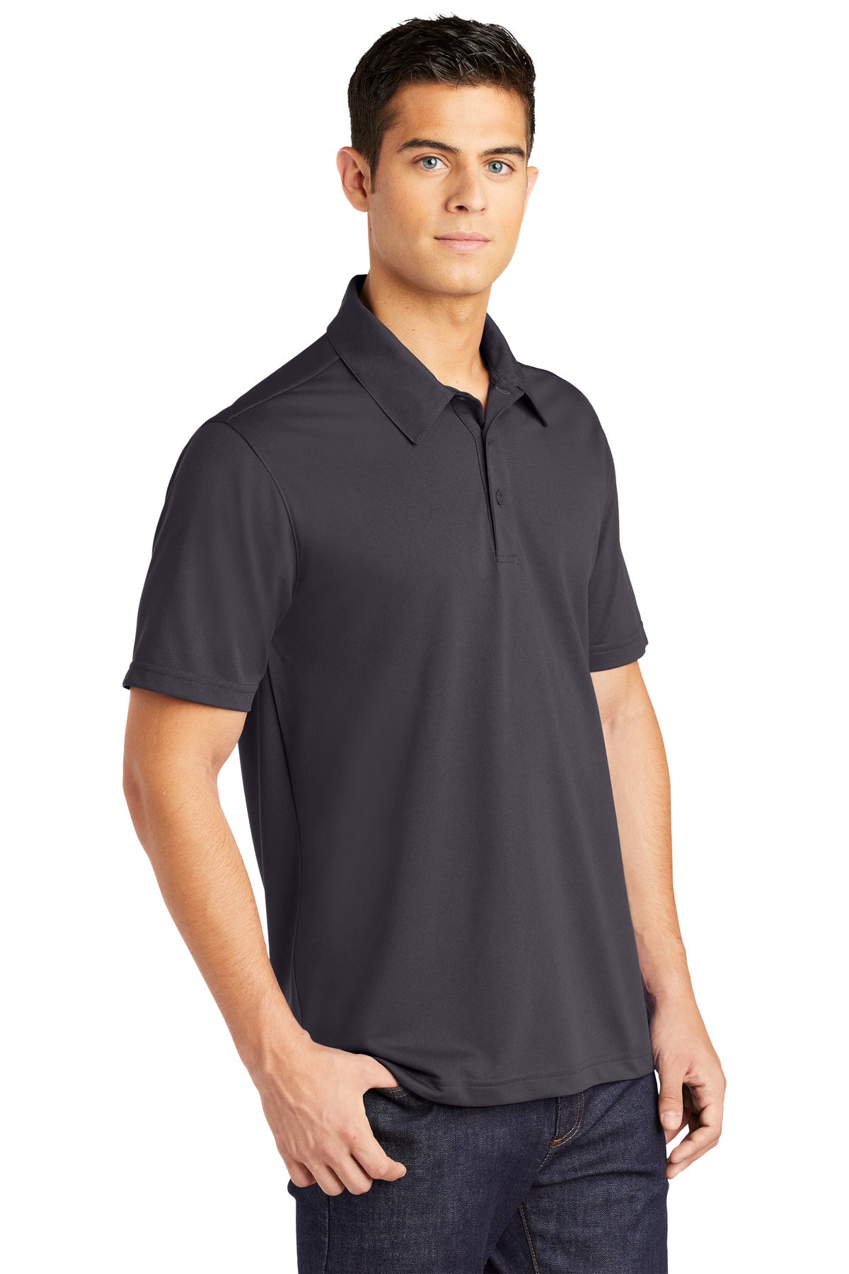 Iron Grey Sport-Tek PosiCharge Active Textured Polo. ST690 plain