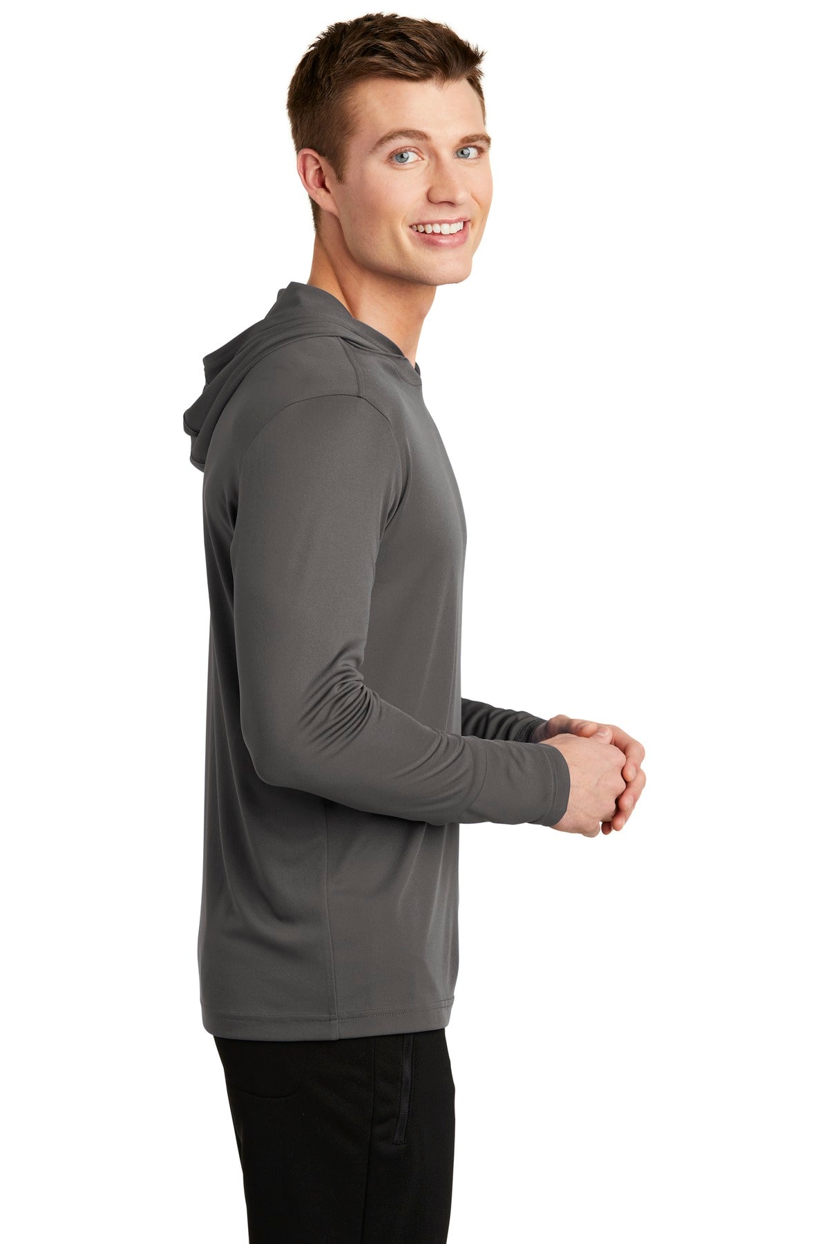 Iron Grey Sport-Tek PosiCharge Competitor Hooded Pullover. ST358 plain