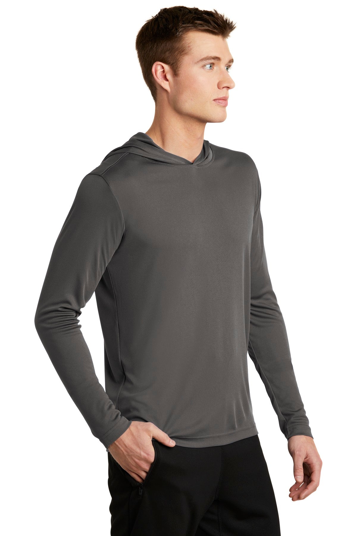 Iron Grey Sport-Tek PosiCharge Competitor Hooded Pullover. ST358 plain