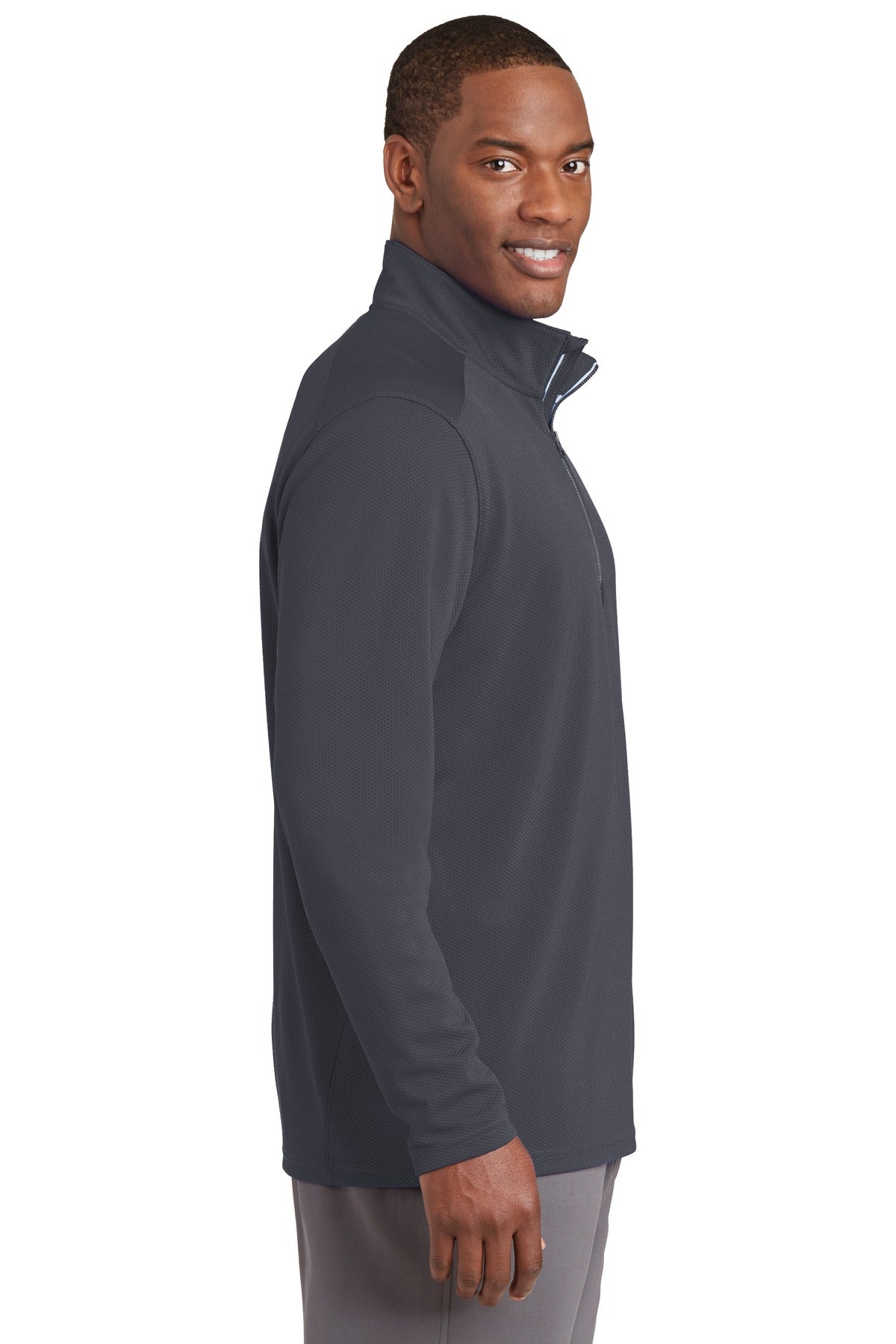 Iron Grey Sport-Tek Sport-Wick Textured 1/4-Zip Pullover. ST860 plain
