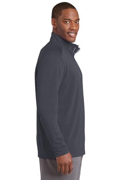 Iron Grey Sport-Tek Sport-Wick Textured 1/4-Zip Pullover. ST860 plain