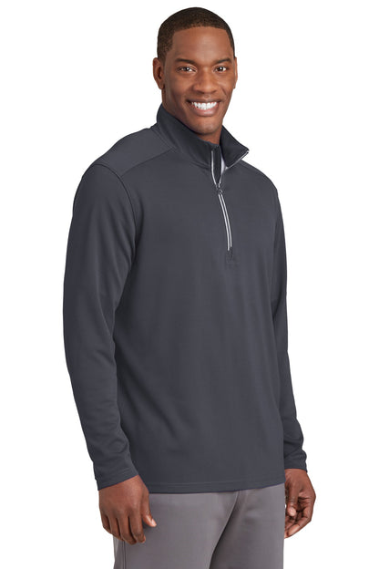 Iron Grey Sport-Tek Sport-Wick Textured 1/4-Zip Pullover. ST860 plain