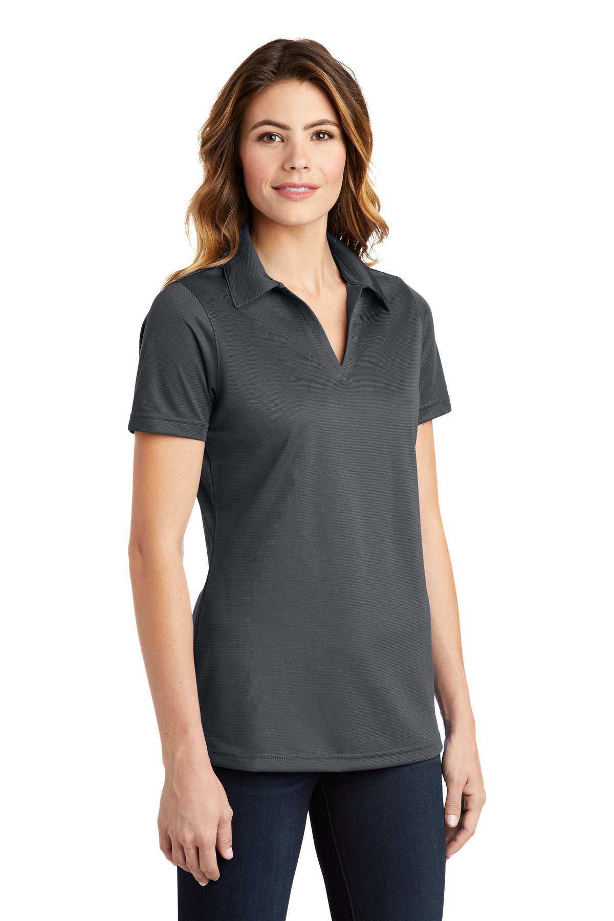 Iron Grey Sport-Tek Women's PosiCharge Active Textured Polo. LST690 plain