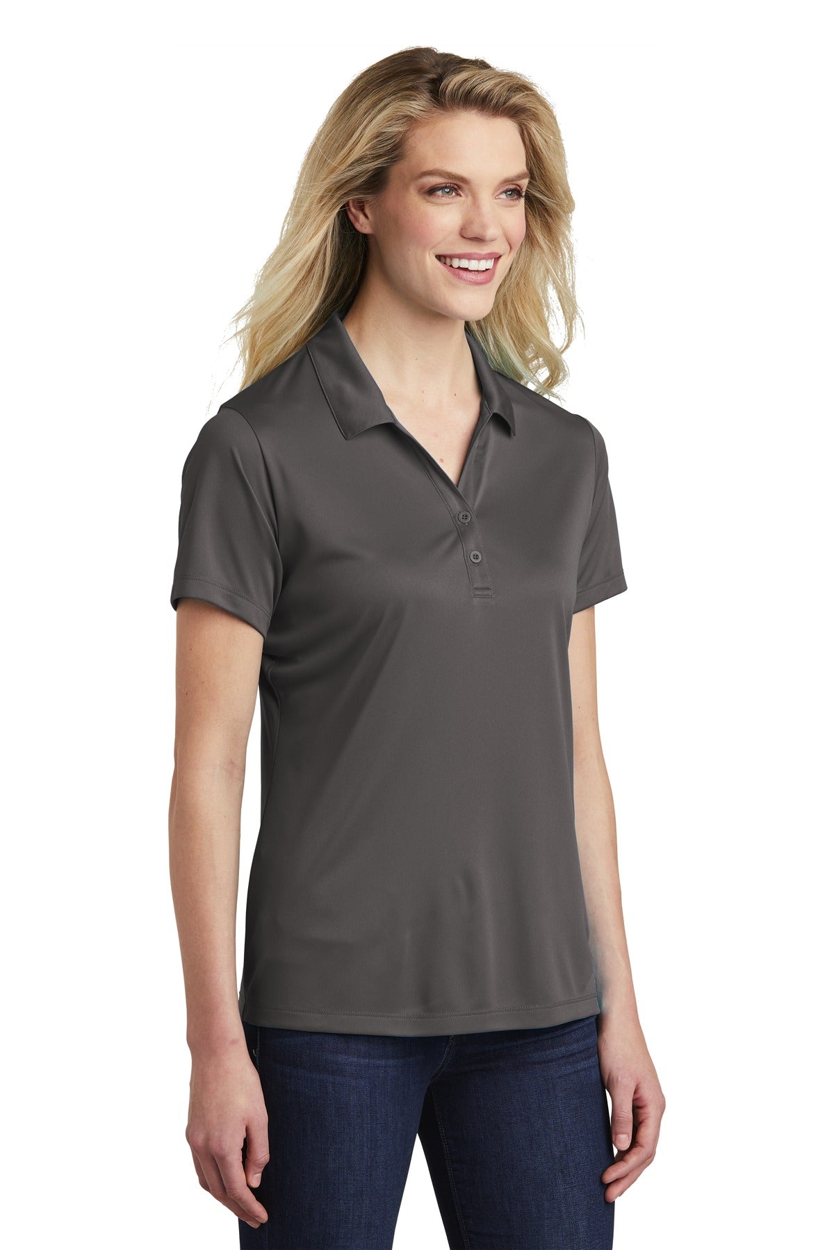 Iron Grey Sport-Tek Women's PosiCharge Competitor Polo. LST550 plain