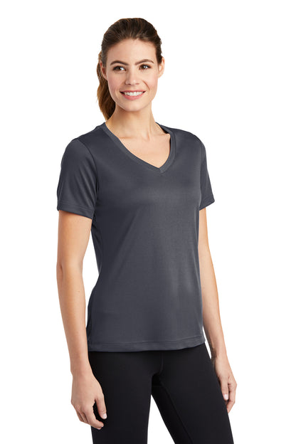 Iron Grey Sport-Tek Women's PosiCharge Competitor V-Neck Tee. LST353 plain
