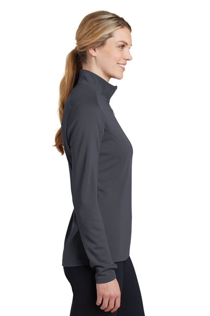 Iron Grey Sport-Tek Women's Sport-Wick Textured 1/4-Zip Pullover. LST860 plain