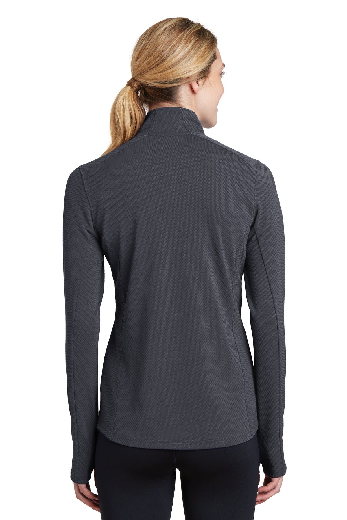 Iron Grey Sport-Tek Women's Sport-Wick Textured 1/4-Zip Pullover. LST860 plain