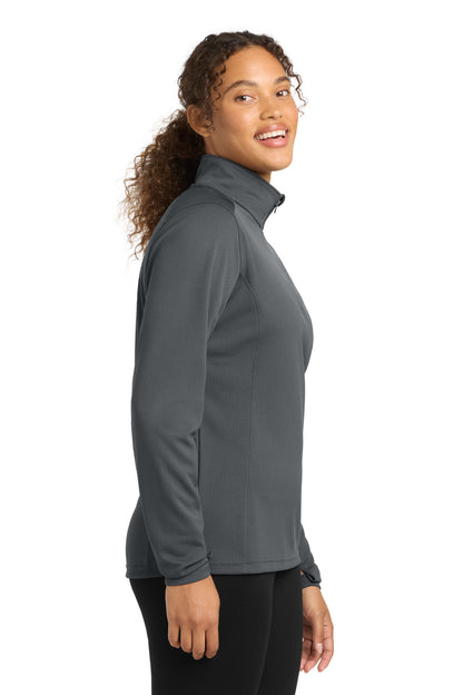 Iron Grey Sport-Tek Women's Sport-Wick Textured 1/4-Zip Pullover. LST860 plain