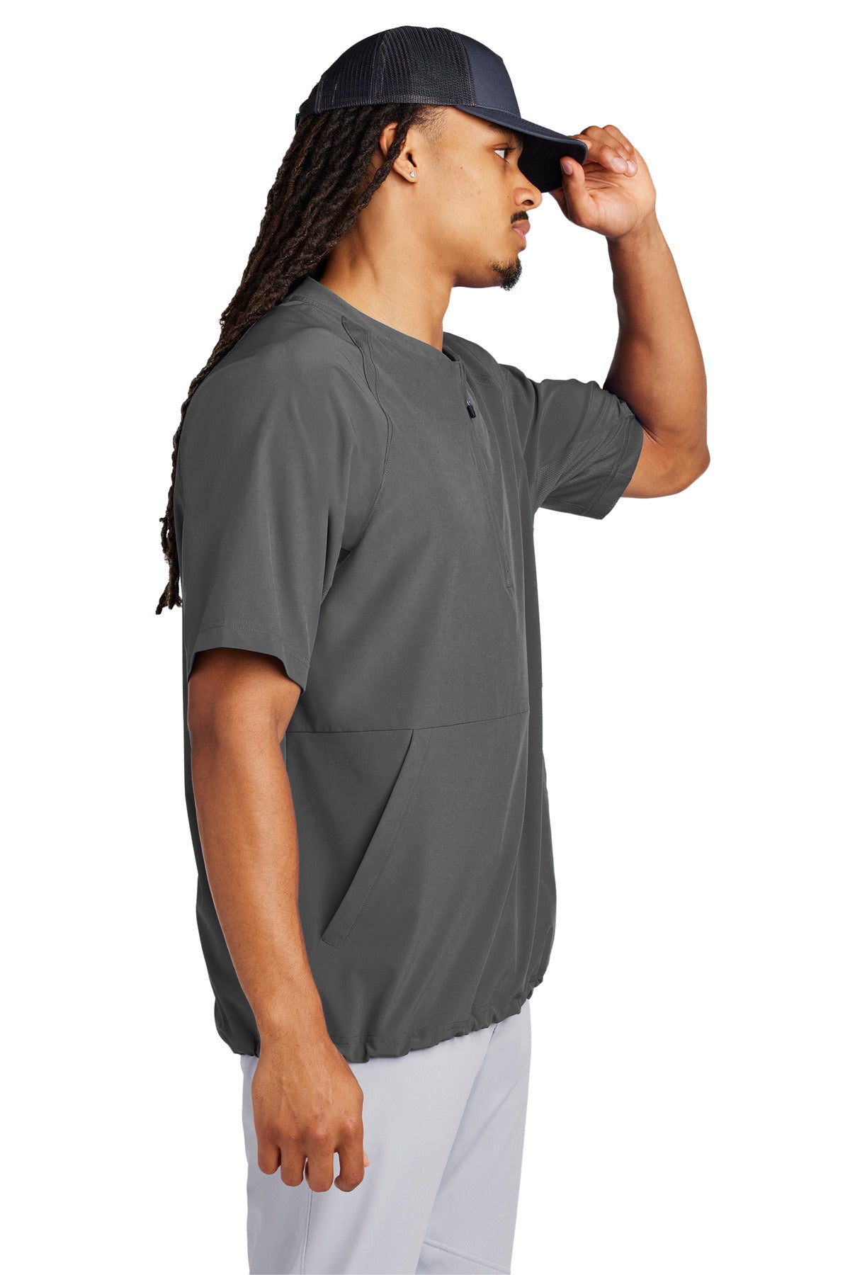 IronGrey Sport-Tek Repeat 1/2-Zip Short Sleeve Jacket JST489 plain