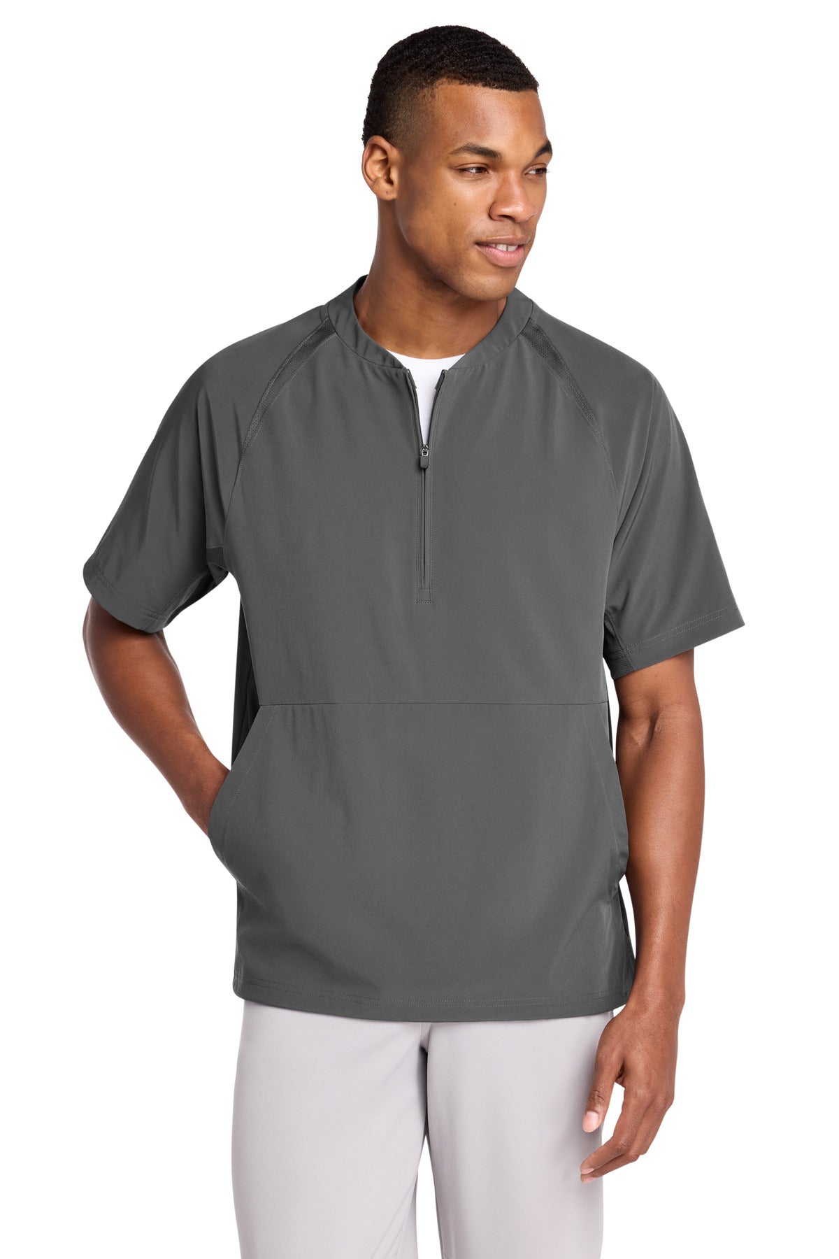 IronGrey Sport-Tek Repeat 1/2-Zip Short Sleeve Jacket JST489
