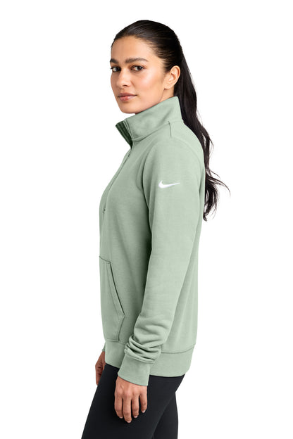 JadeHoriz Nike Women's Club Fleece Sleeve Swoosh 1/2-Zip NKDX6720